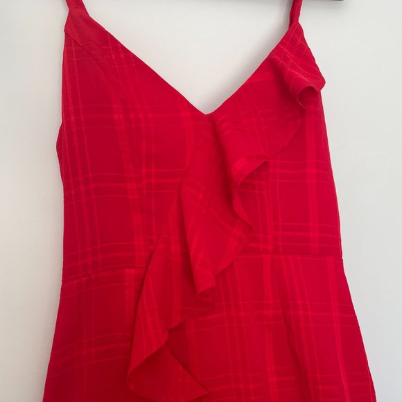 Ruffle Chiffon holiday Mini Red Dress Size XS - Picture 7 of 8